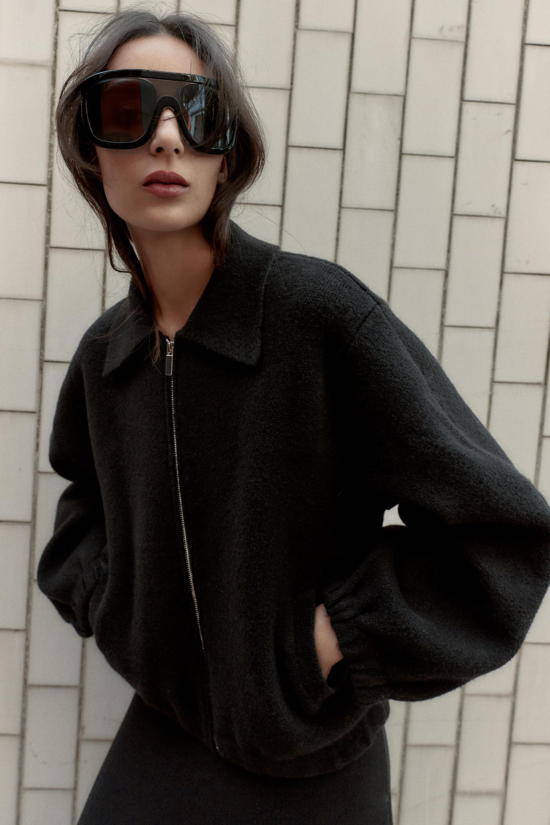 ZIP-UP KNIT BOMBER JACKET - Image 2