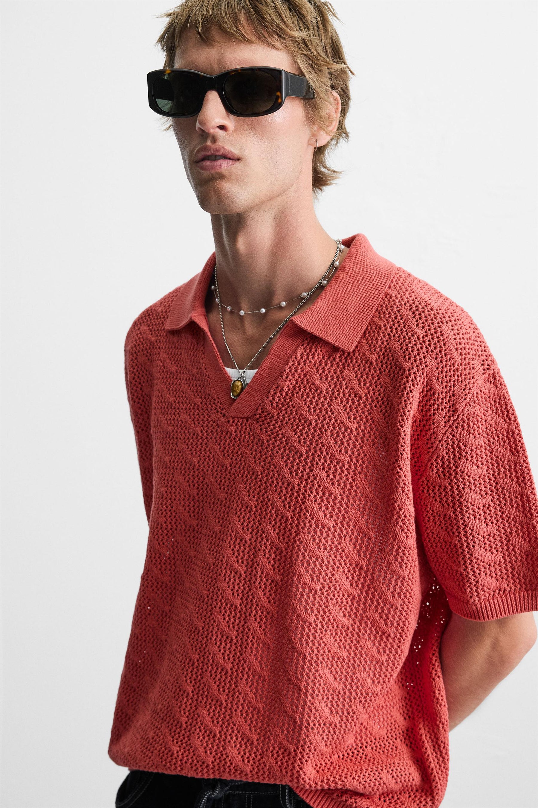 OPEN KNIT POLO SHIRT - Image 5