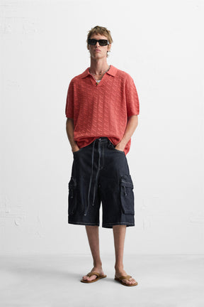 OPEN KNIT POLO SHIRT - Image 1