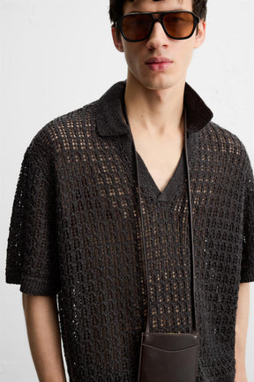 OPEN KNIT POLO SHIRT - Image 6