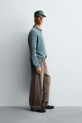 WASHED CABLE-KNIT SWEATER - Image 4
