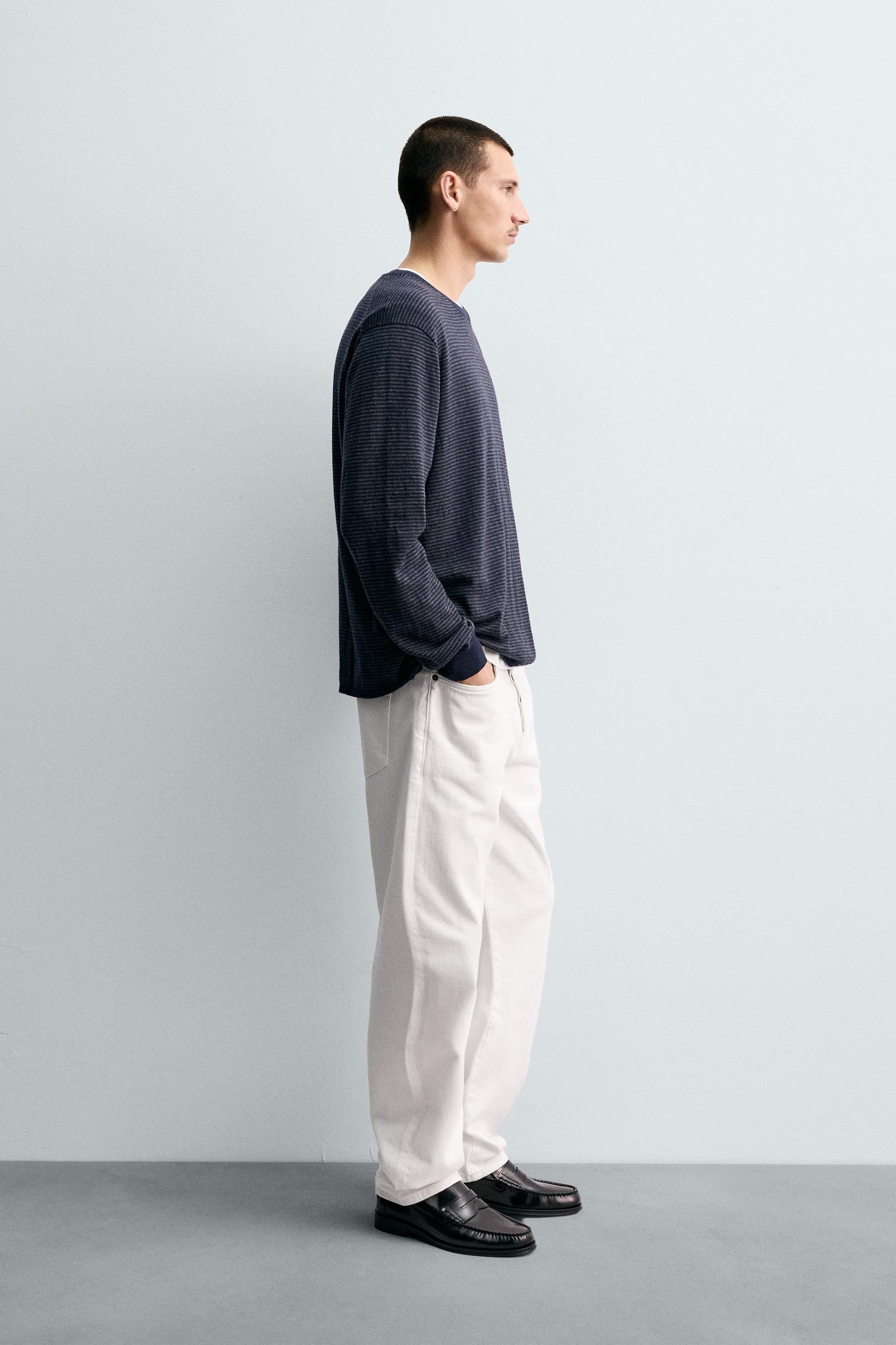 COTTON - CASHMERE STRIPED SWEATER - Image 4