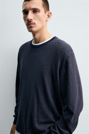 COTTON - CASHMERE STRIPED SWEATER - Image 6