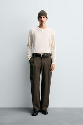 COTTON - CASHMERE BUTTONED NECK JUMPER - Image 1