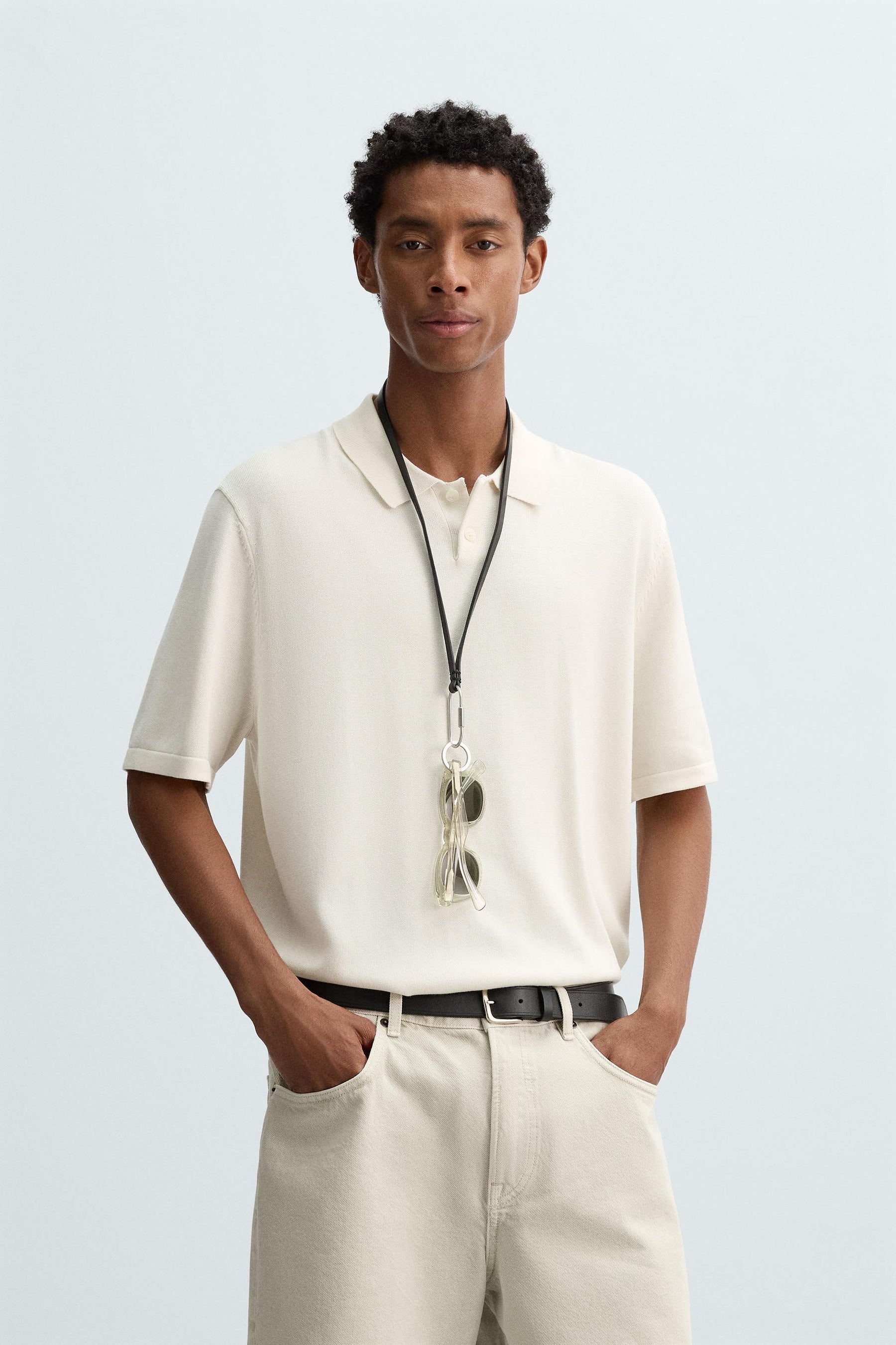 COTTON BLEND KNIT POLO SHIRT - Image 2
