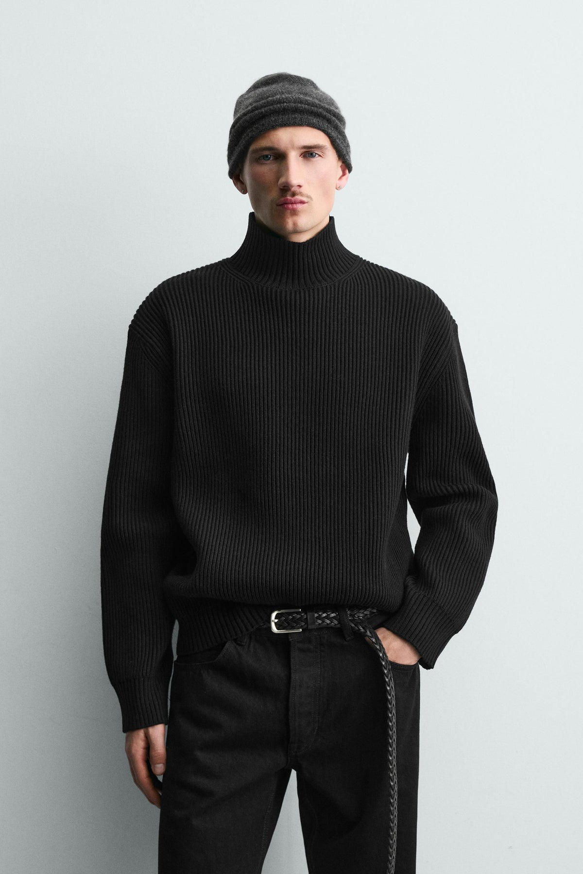 TEXTURED HIGH NECK JUMPER - Image 2