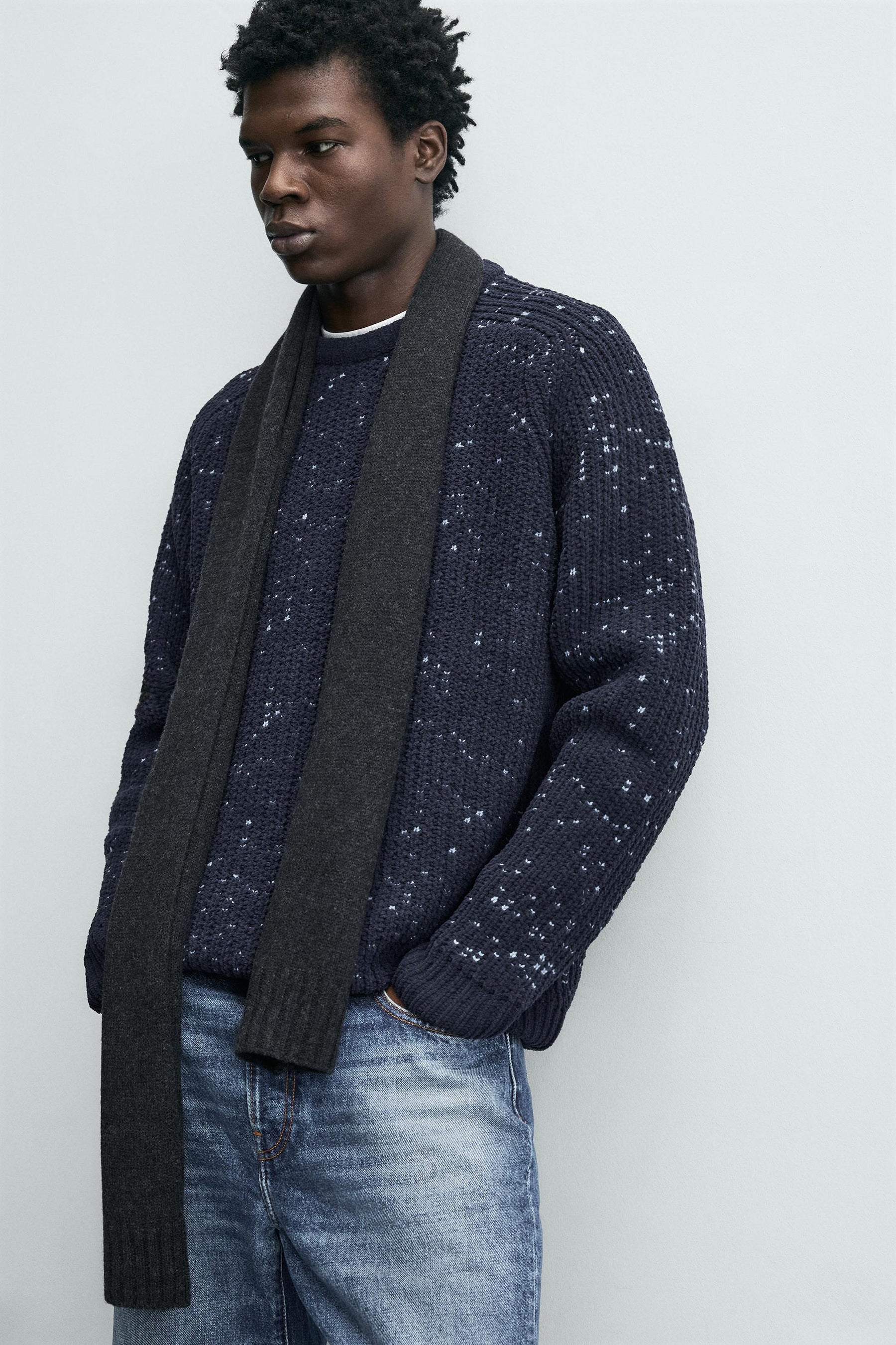 Contrasting Chenille Pullover