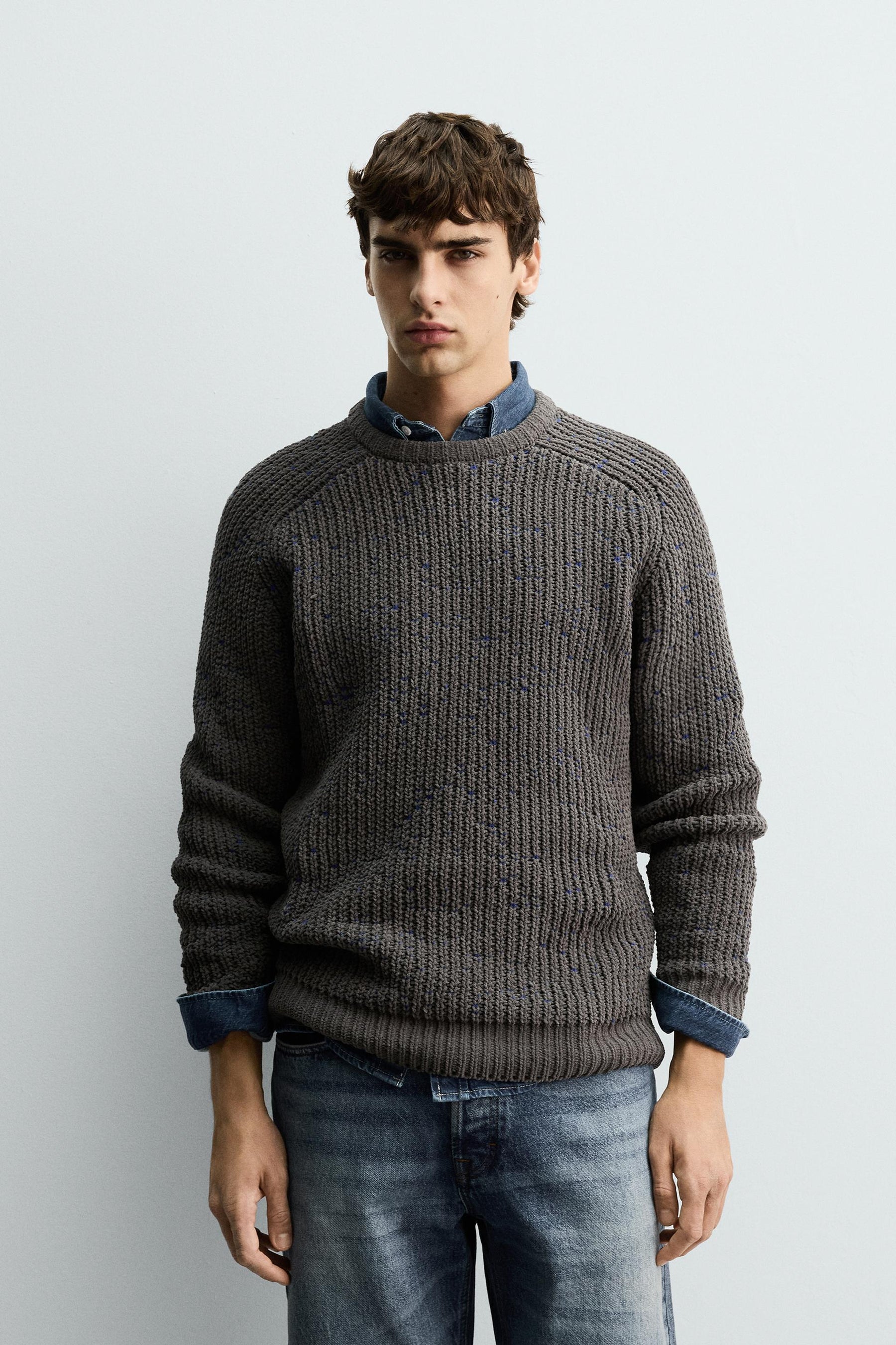 Contrasting Chenille Pullover