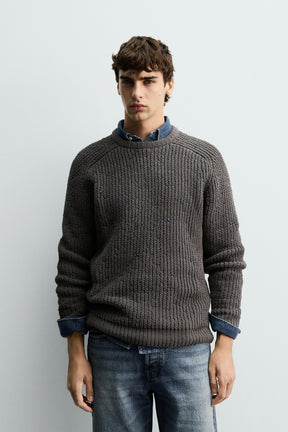 Contrasting Chenille Pullover