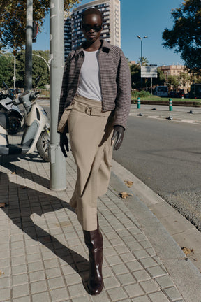 Quilted Houndstooth Bomber Jacket