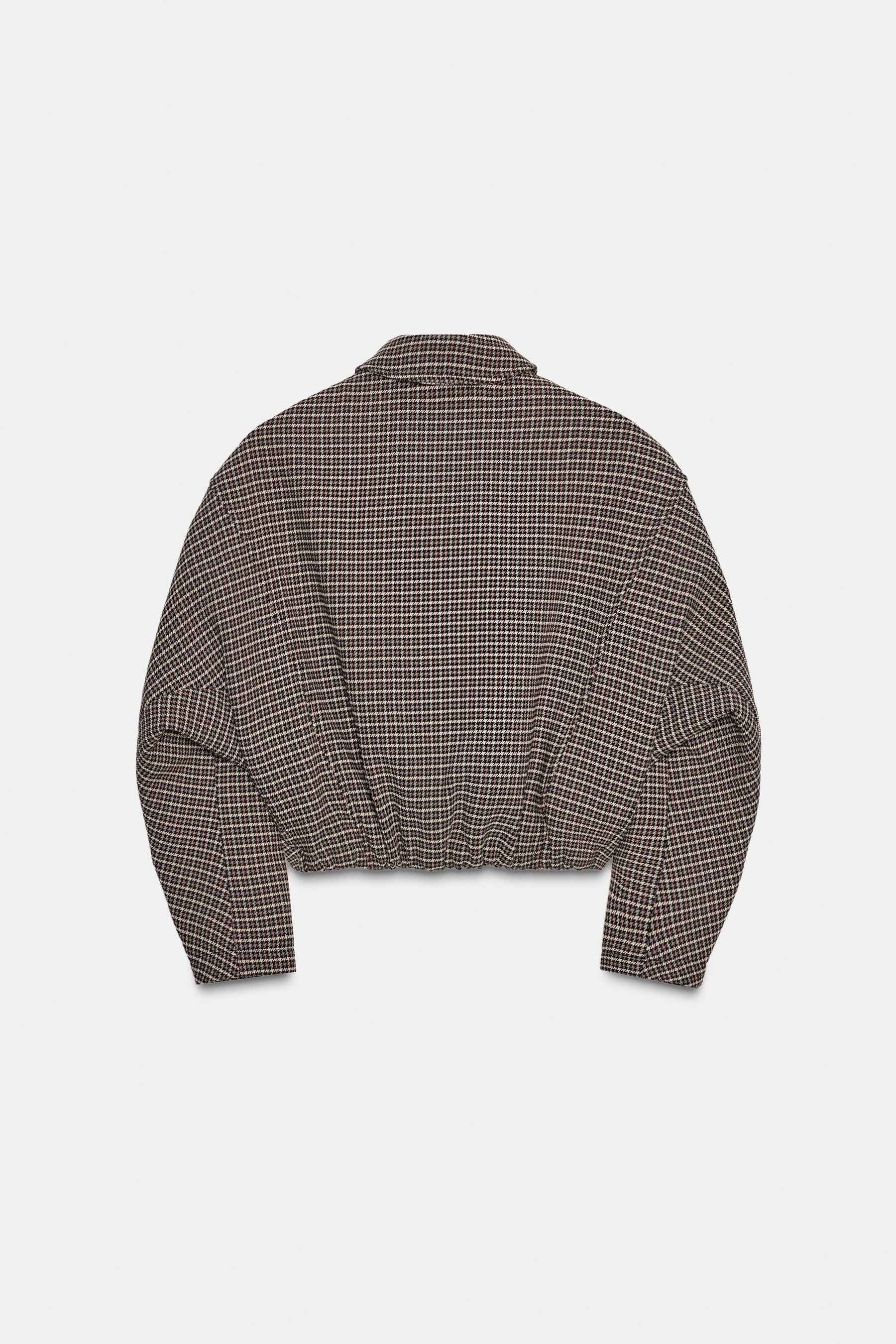 Quilted Houndstooth Bomber Jacket