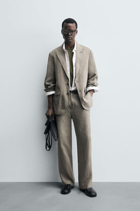 WASHED 100% LINEN SUIT BLAZER - Image 1