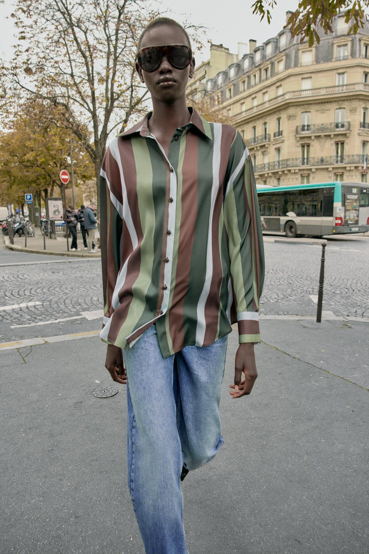 Striped Satin Blouse