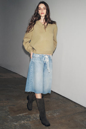 Low-Rise Denim Bermuda Shorts