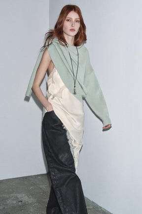 Crackled Low-Rise Barrel Jeans