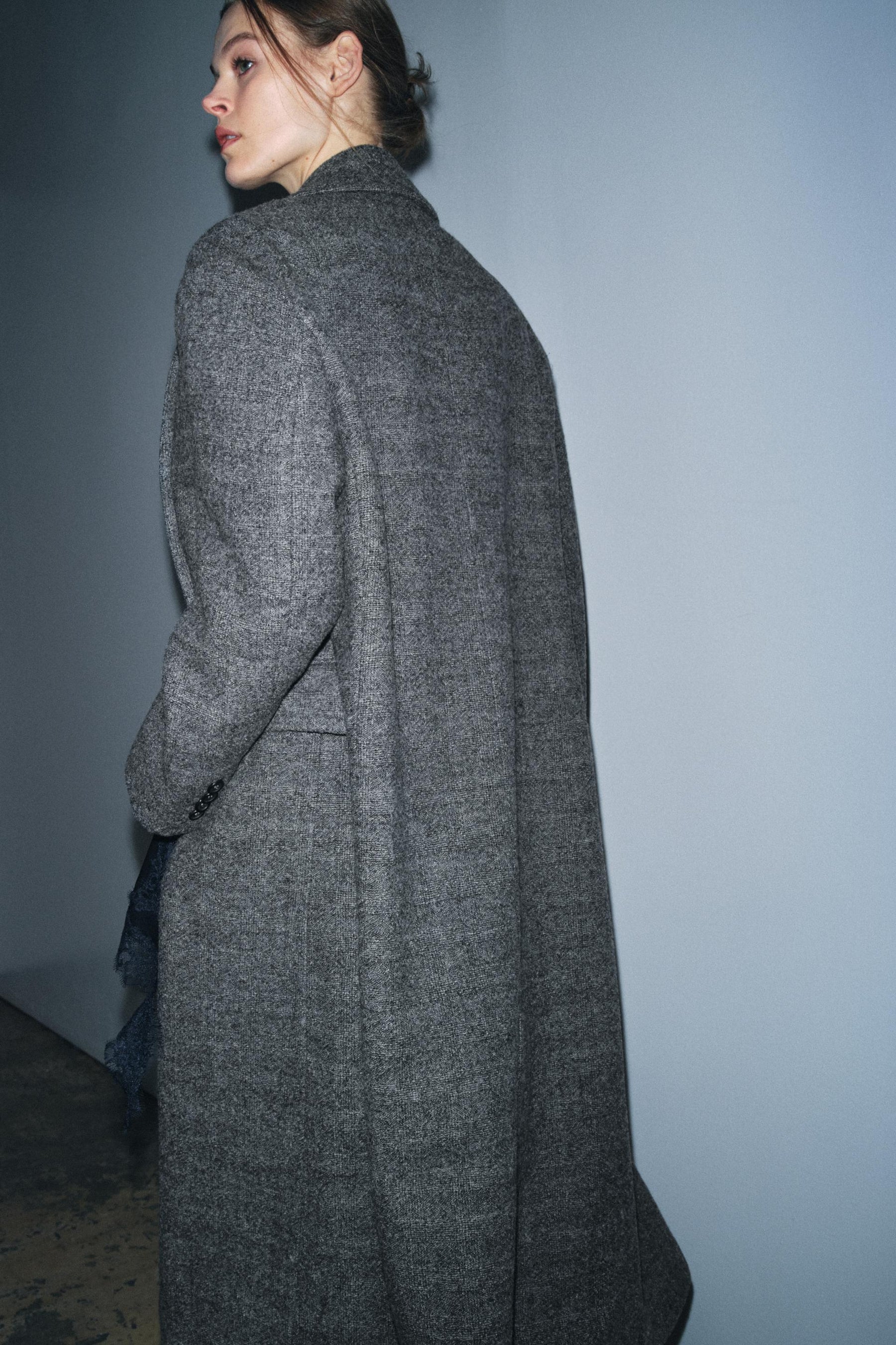100% Wool Checked Coat - Image 3