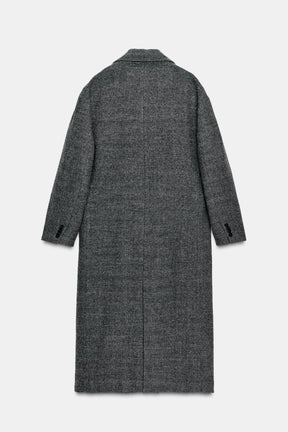 100% Wool Checked Coat - Image 6