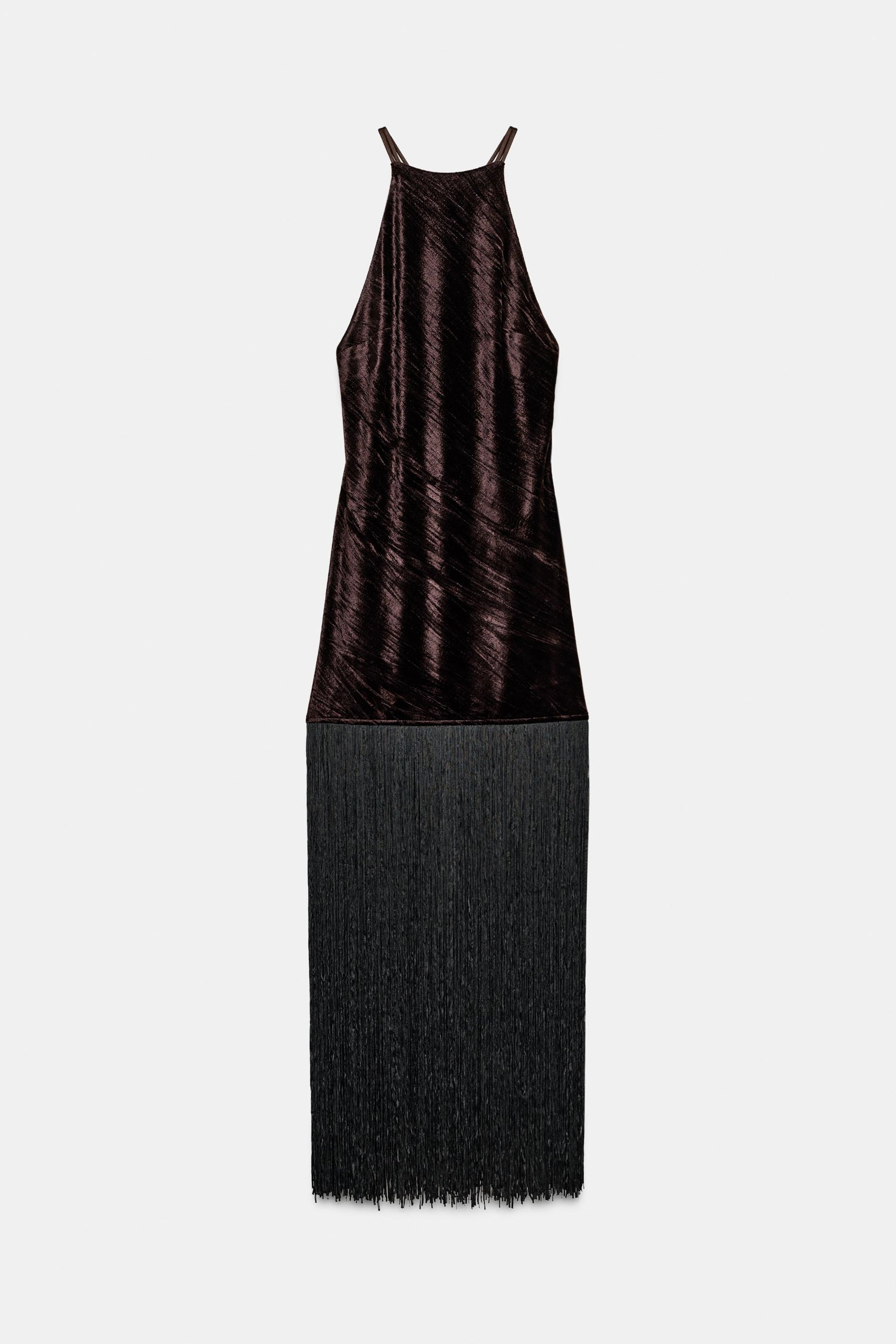 VELVET FRINGED MIDI DRESS - Image 9