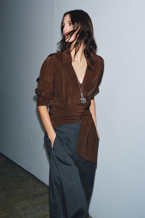 Draped Crossover Fashion Top