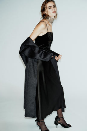CONTRASTING SATIN MIDI DRESS - Image 3