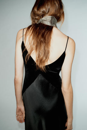 CONTRASTING SATIN MIDI DRESS - Image 6