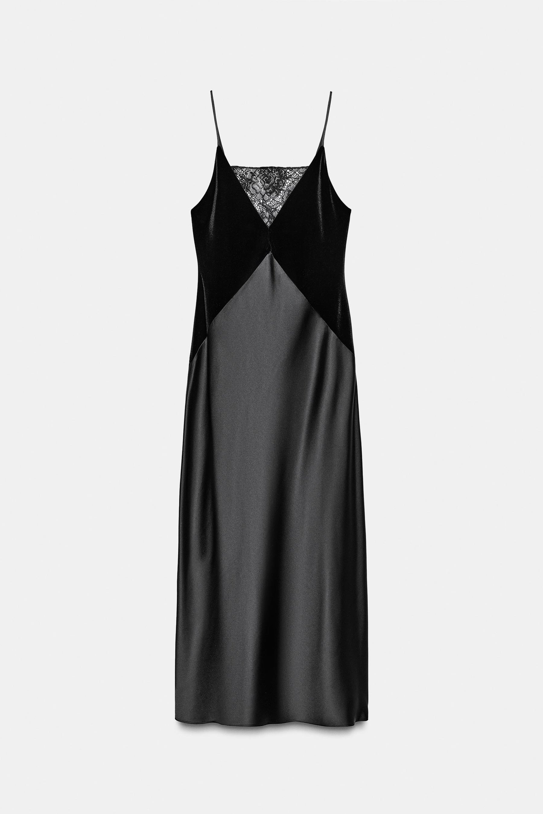 CONTRASTING SATIN MIDI DRESS - Image 9