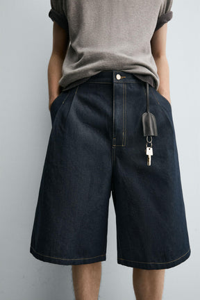 PLEATED RELAXED FIT DENIM BERMUDA SHORTS - Image 5