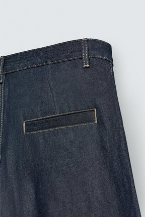 PLEATED RELAXED FIT DENIM BERMUDA SHORTS - Image 9