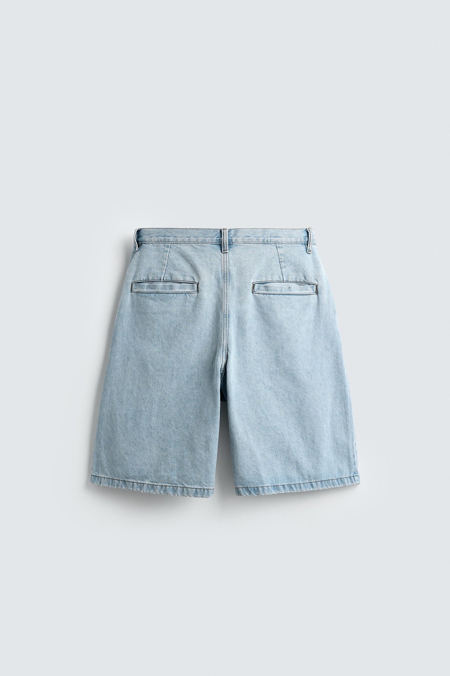 PLEATED RELAXED FIT DENIM BERMUDA SHORTS - Image 8