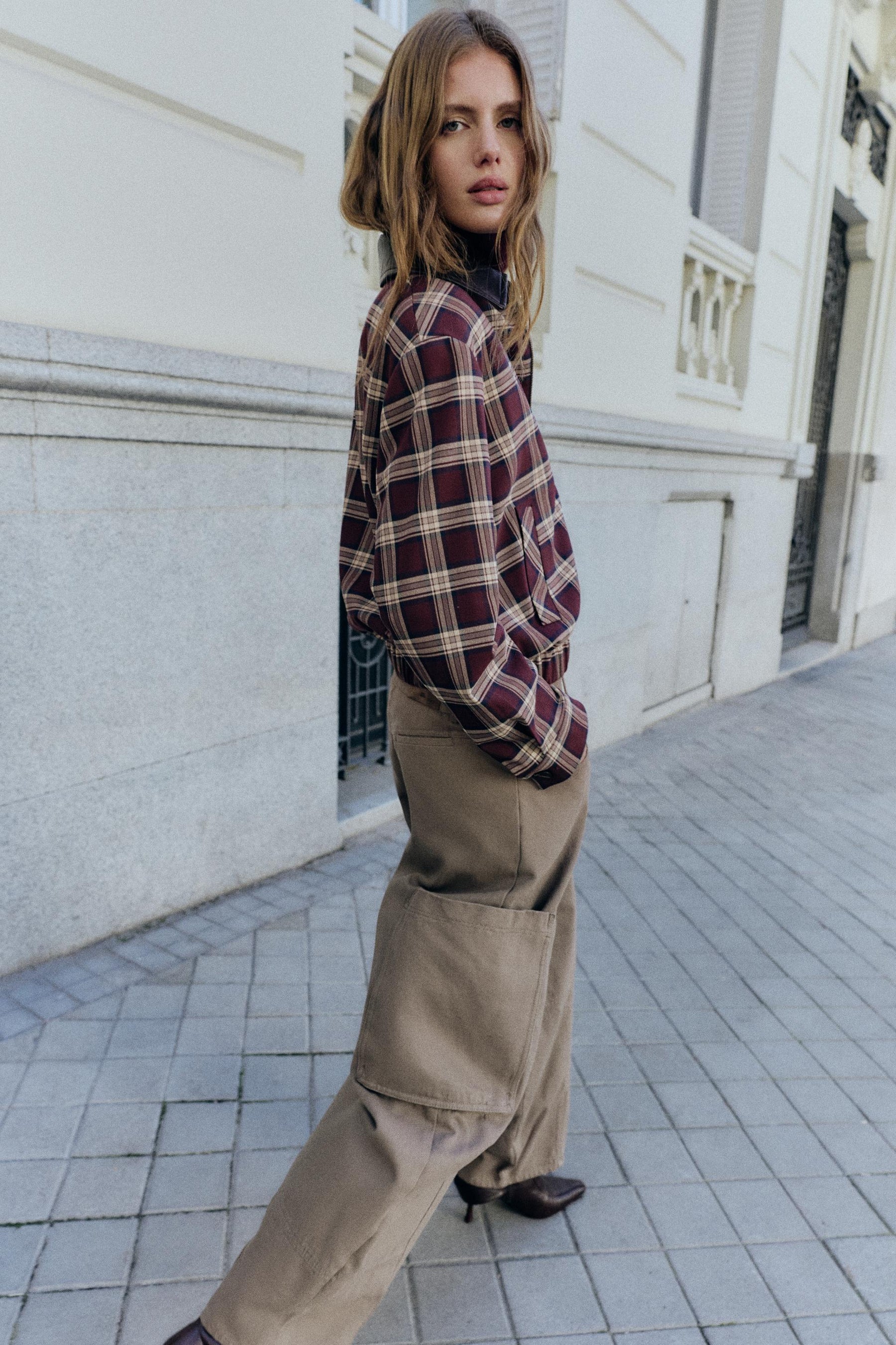 Checked Bomber Jacket