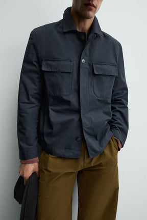 TEXTURED TWILL OVERSHIRT WITH POCKETS - Image 6