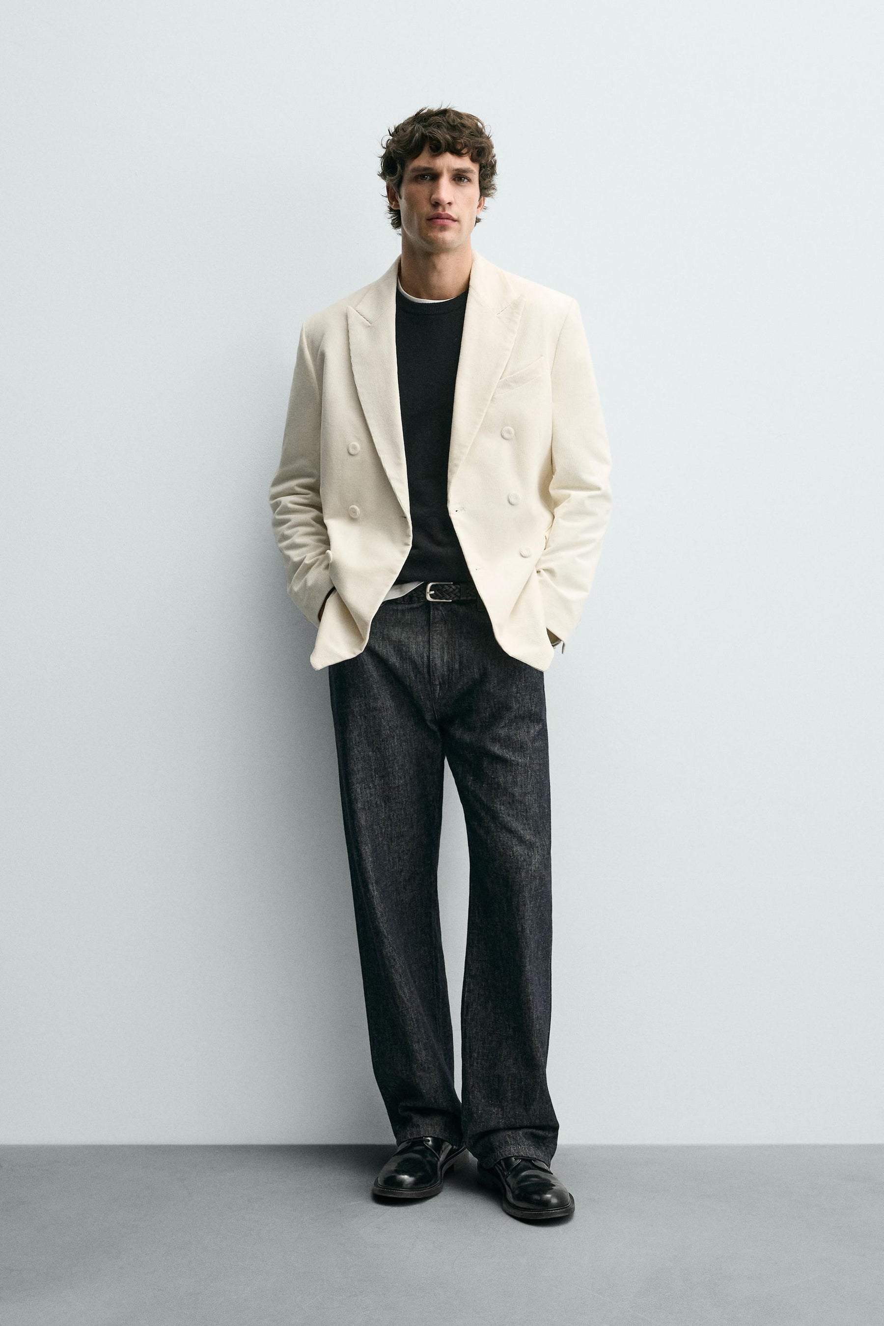 CORDUROY DOUBLE-BREASTED BLAZER - Image 1