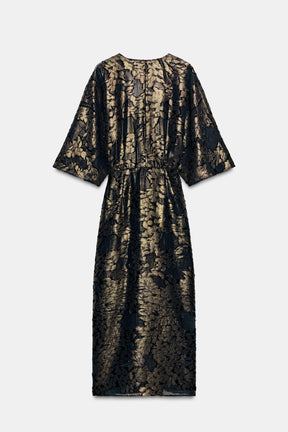 FOIL DRAPED MIDI DRESS - Image 3