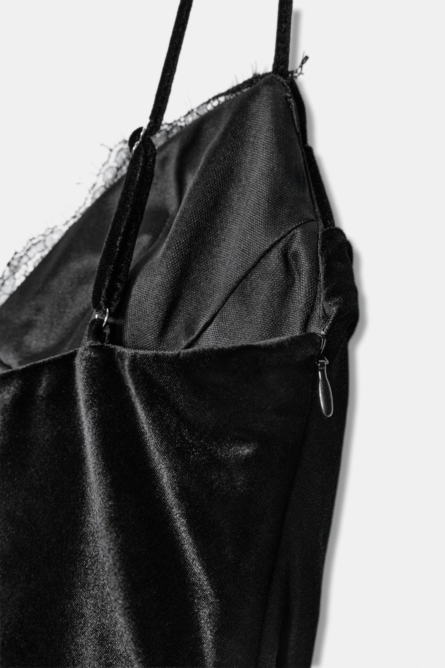 ASYMMETRIC LACE VELVET DRESS - Image 9