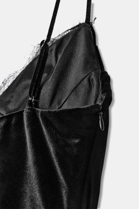 ASYMMETRIC LACE VELVET DRESS - Image 9