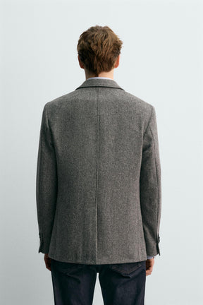 100% WOOL TEXTURED BLAZER AARON LEVINE X - Image 3