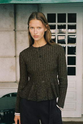Ribbed Peplum Cardigan