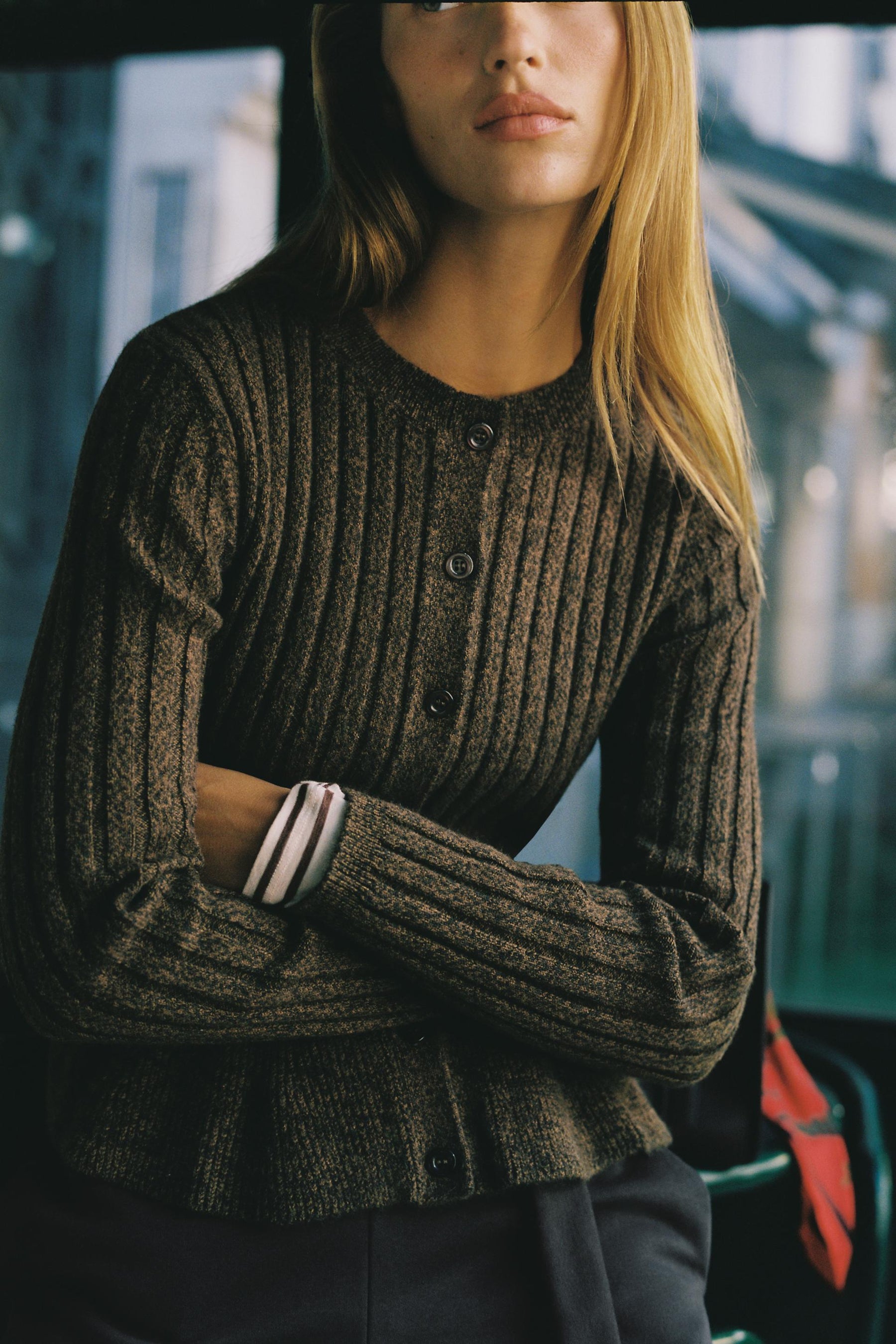 Ribbed Peplum Cardigan