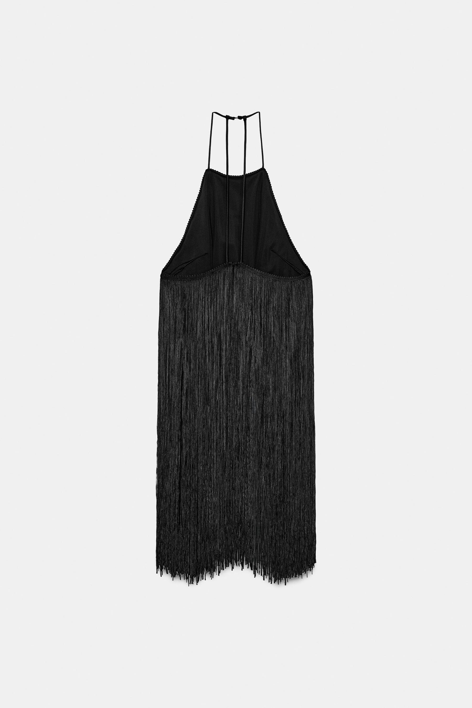 VELVET FRINGED HALTER NECK