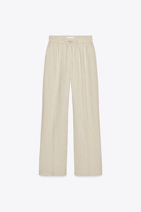 LINEN STRAIGHT TROUSERS