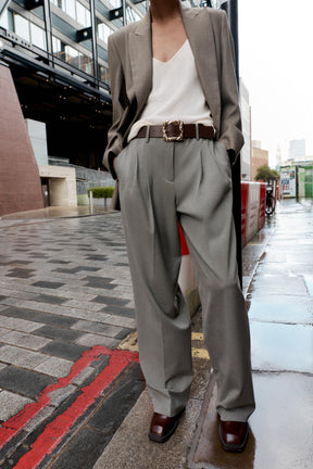 Straight-Leg Belted Trousers
