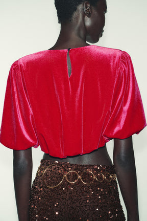 VELVET BALLOON BLOUSE