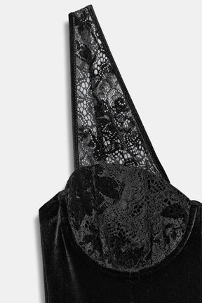 VELVET LACE MIDI DRESS