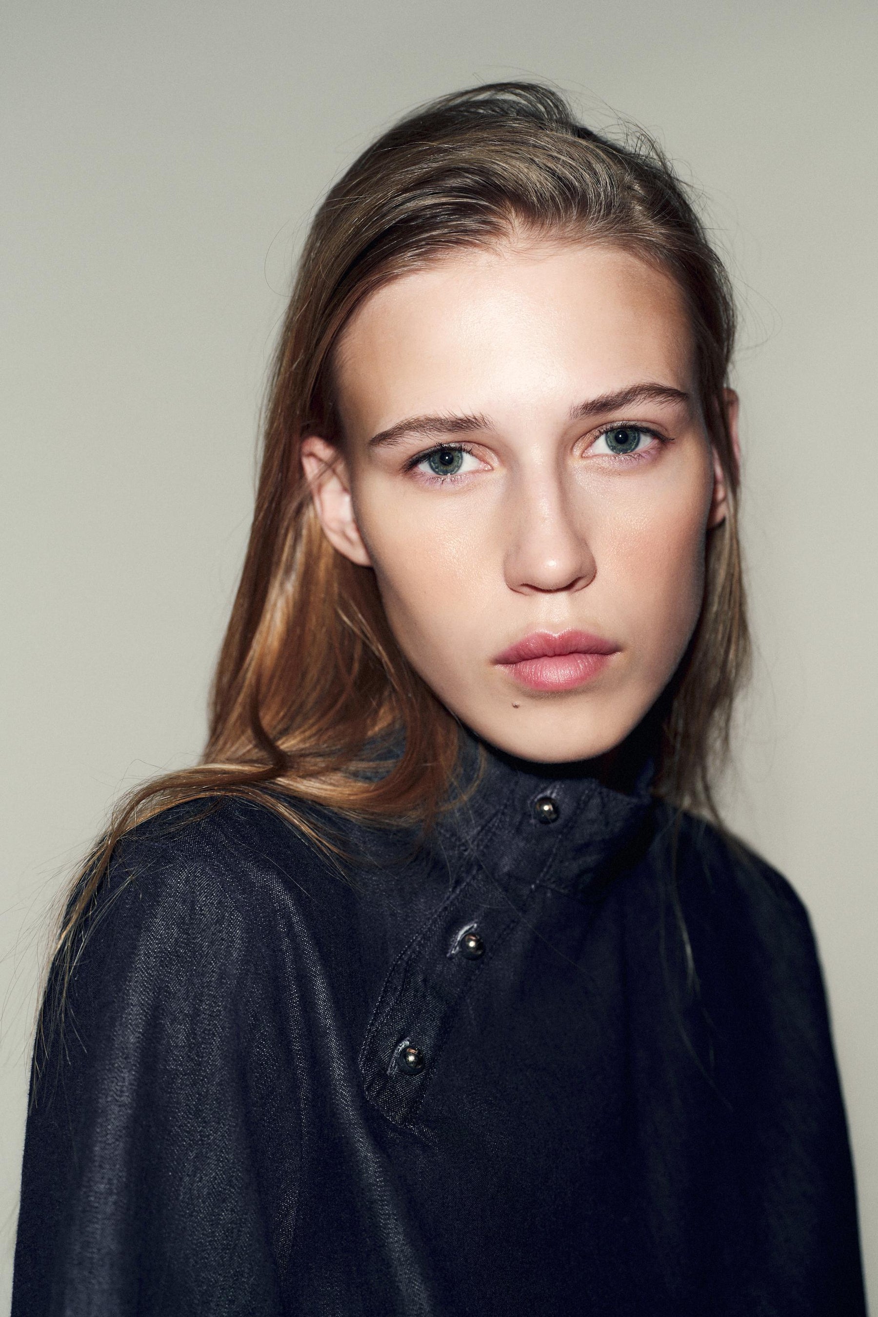 Denim High Neck Shirt