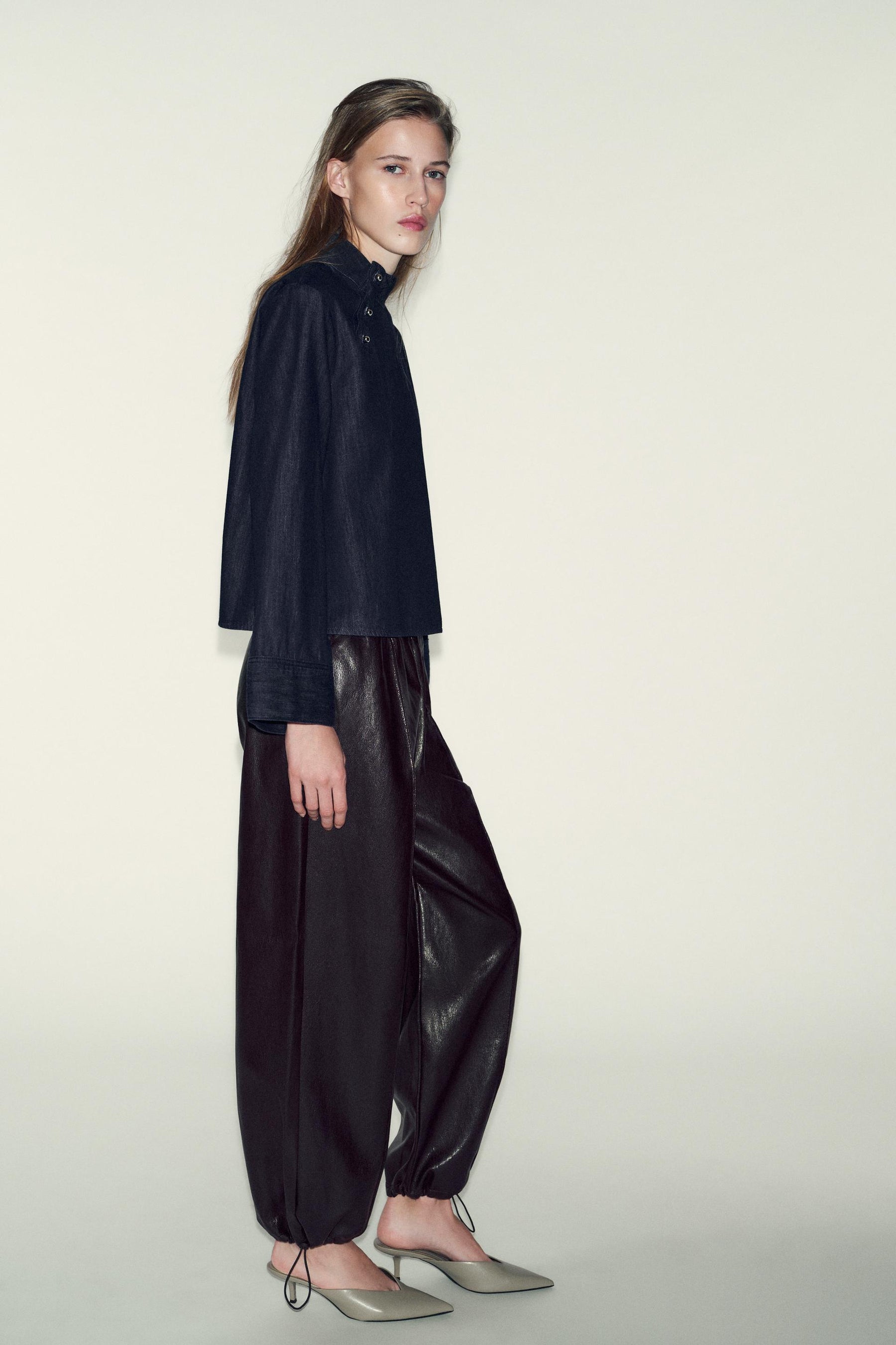 Denim High Neck Shirt