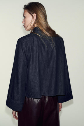 Denim High Neck Shirt