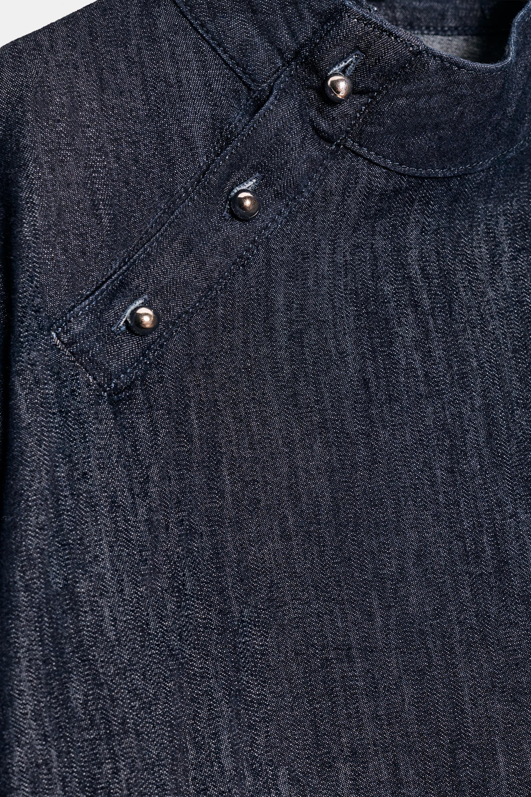 Denim High Neck Shirt