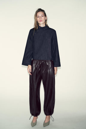 Denim High Neck Shirt