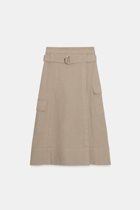 Belted Cargo Midi Skirt