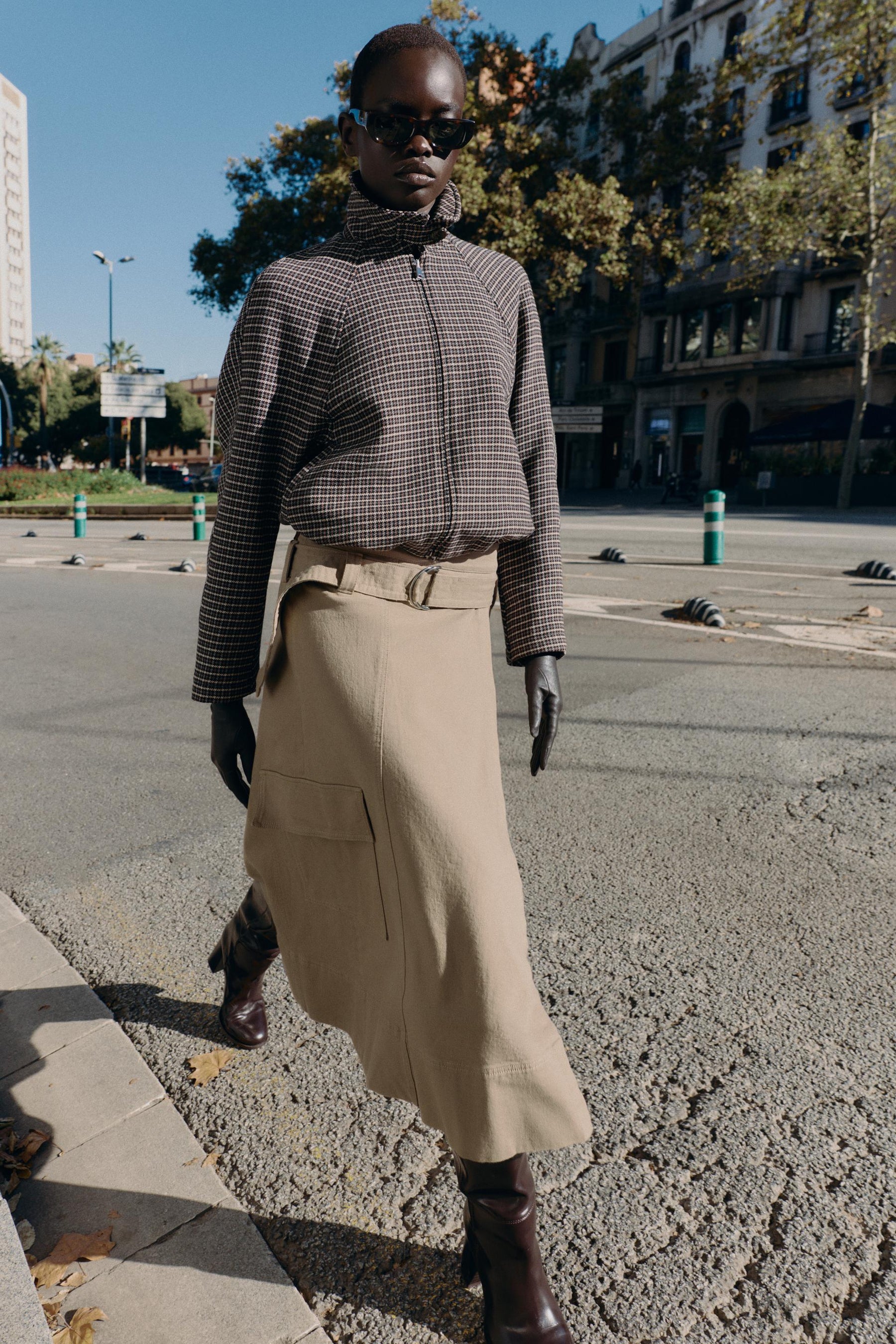 Belted Cargo Midi Skirt